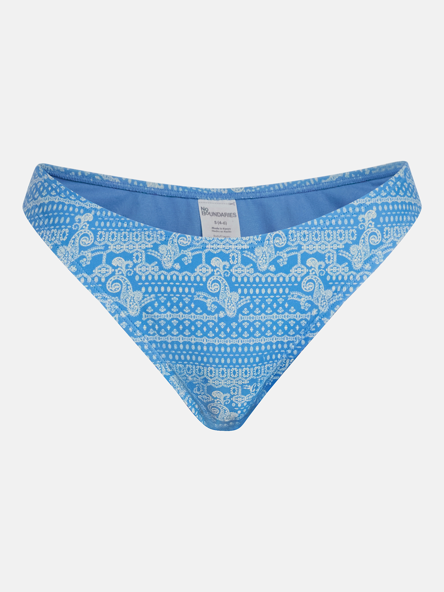 No Boundaries Paisley High-Leg Bikini Bottoms, Women's XXS-XXL