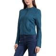 thumbnail image 4 of CHAQUETA MOTERA CORTA DE CUERO SINTÉTICO CON CUELLO ALTO Y CREMALLERA PARA MUJERES INSPIRADA EN CHIC L AZUL PAVO REAL, 4 of 6