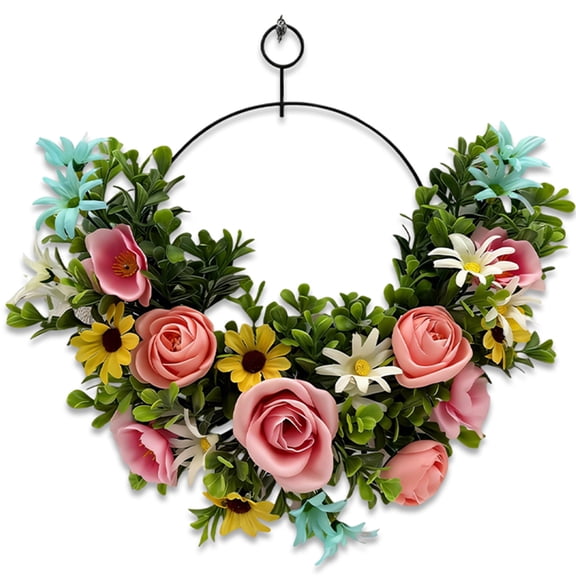 Cinvoph Artificial Flower Wreath Elegant Easter Spring Hanging Decoration Wedding Wreath for Indoor Outdoor Home Floral Arrangement 10"