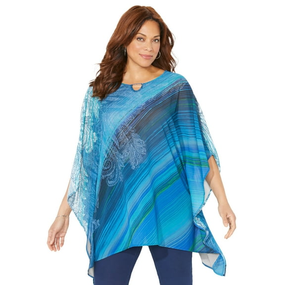 Catherines Women's Plus Size Keyhole Georgette Poncho