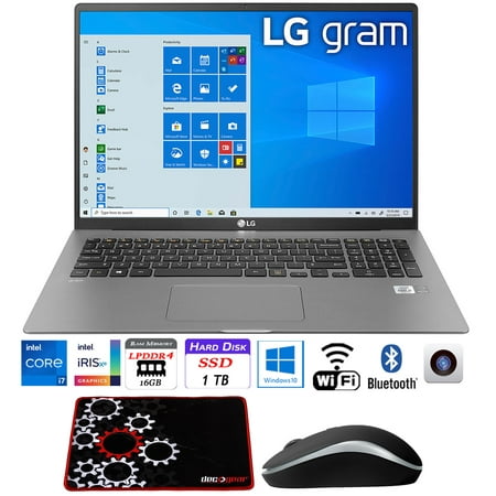 LG gram 17" WQXGA 2560x1600 11th Gen Intel i7-1165G7 16GB/1TB SSD Laptop Bundle with Bytech Wireless Mouse + Deco Gear Medium Sized Pro Gaming Mouse Pad