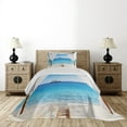 thumbnail image 3 of Ambesonne Balinese Quilted Coverlet 2 Pcs, Honeymoon Themed Spa, Twin Size, Blue White, 3 of 4