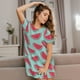 thumbnail image 3 of Fotbe Watermelon Bata de Dormir para Mujer con Estampado, Camisón de Algodón de Manga Corta, Ropa de Dormir Casual, 3 of 6