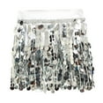 thumbnail image 4 of IWRICH Women's Sequin Skirt Sparkle Stretchy Bodycon Mini Party Glitter Skirts White One Size, 4 of 4
