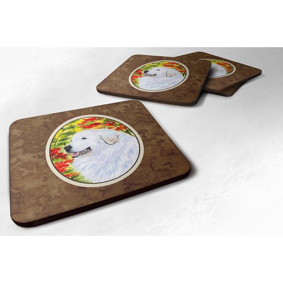 Carolines Treasures SS8235FC Great Pyrenees Foam Coaster Set of 4 3 1/2 x 3 1/2 multicolor