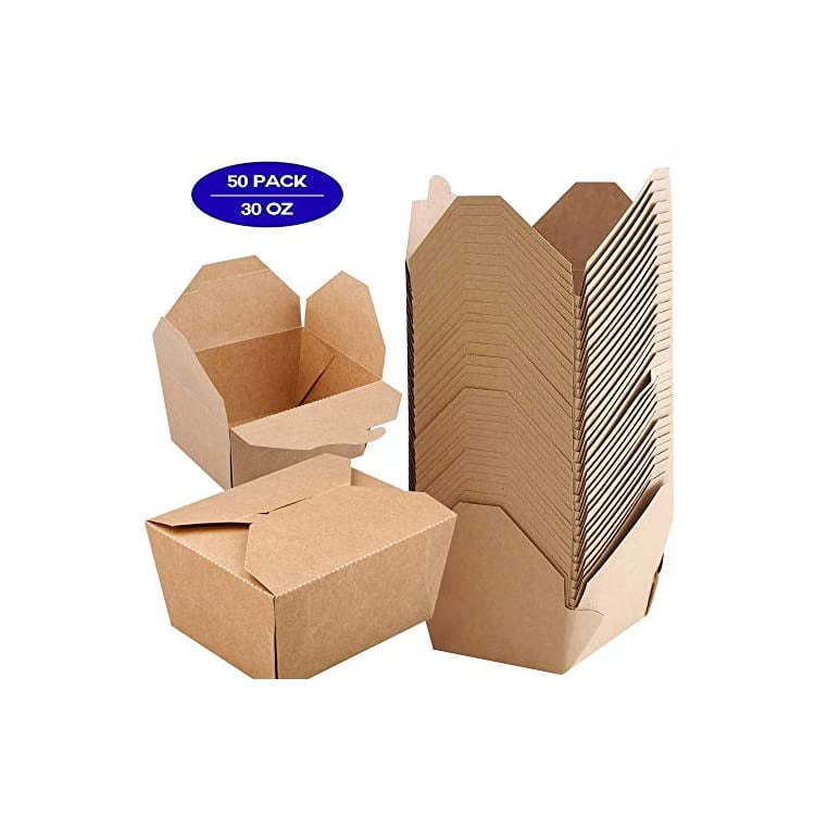 Take Out Food Boxes 30oz,Microwavable Kraft Brown Take Out Containers