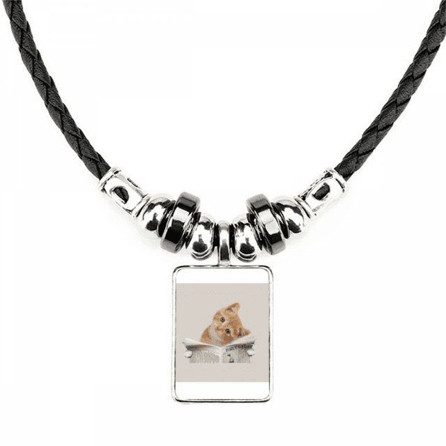 Chat Animal de Compagnie Journal Lire Art Déco Mode Collier Bijoux Couple Cuir Corde Pendentif