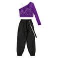 thumbnail image 4 of TiaoBug Girls 2 Piece Jazz Street Dance Outfit Hip Hop Crop Top with Jogger Pants Set Tracksuit Purple 12, 4 of 7