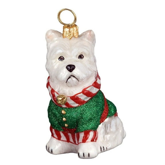 Santa's Little Yelper West Highland Terrier Polish Glass Christmas Ornament