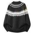thumbnail image 5 of Babcutegg Mens Fair Isle Crewneck Sweater Long Sleeve Jacquard Knit Pullover Fall Winter Loose Casual Sweaters Size 3XL, 5 of 5