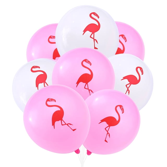 KAKOWELY 20 globos de látex de 25 cm para fiesta hawaiana, diseño de flamencos (10 blancos + 10 rosas)