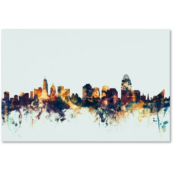 Trademark Fine Art "Cincinnati Ohio Skyline Blue" Canvas Art by Michael Tompsett