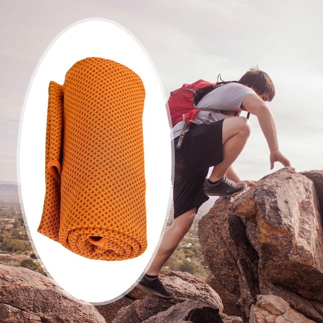 Toalla fría transpirable toalla fresca envoltura para el cuello para clima cálido toalla de gimnasio Naranja Cola Tela refrescante