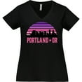 thumbnail image 3 of Inktastic Portland Oregon Retro Sunset Skyline Women's Plus Size V-Neck T-Shirt, 3 of 5