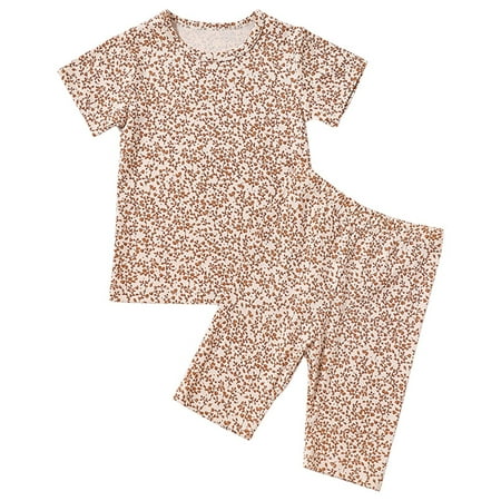 

LEIWAO Outfits For Child 2024 Summer New Children S Pajamas Pure Cotton Skin Friendly Middle And Young Children S Top Baby Clogs Household Clothing Set Litter Girls Outfit Set Homewear