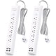 thumbnail image 1 of Paquete de 2 regletas de enchufes con protector de sobretensiones: 6 tomas de corriente, 4 puertos de carga USB, cable de extensión trenzado de 1,5 m, enchufe plano, protección contra sobrecargas,, 1 of 7