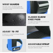 QUANFENG QF Knee Pads Elbow Pads and Wrist Guards 6 Pieces Cycling Skateboarding Protective Gear Set for Kids, Tween (Blue)