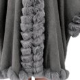 thumbnail image 5 of Fewfanhot Ruffled Faux Fur Trim Wool Blend Poncho Cape, Open Front Warm Wrap Shawl Coat for Women Winter, 5 of 5
