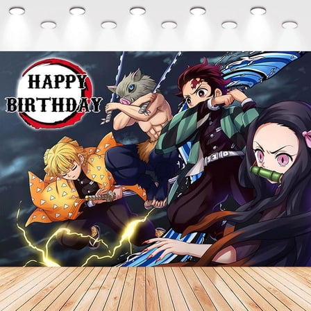 5 X3ft Demon Slayer Cartoon Birthday Party Decorations Supplies, Masks Party Photography Backdrop Photo Decor Banner, Kids Boys Baby Shower Photography Backdrop