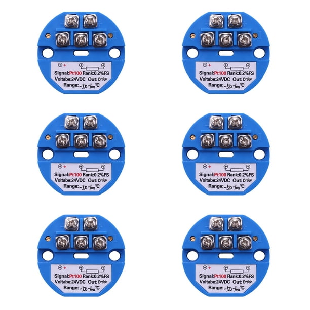 6X RTD PT100 Transmisor de Temperatura DC24V Menos 50 - 100 Grados Salida 0-10V