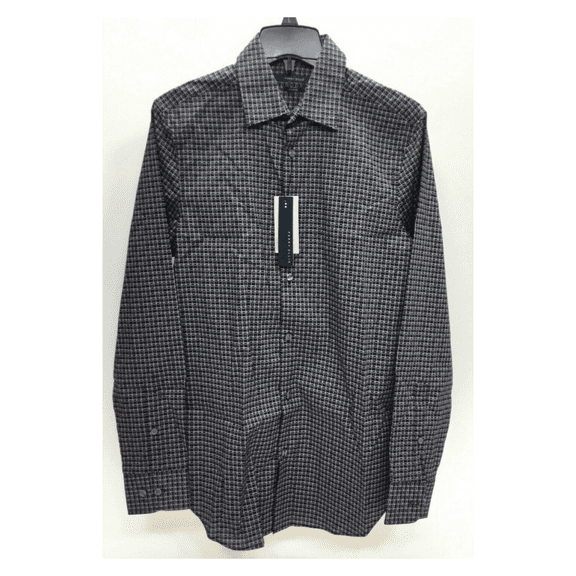 Perry Ellis Men Geometric Print Long Sleeve Stretch Cotton Shirt, Winetasting, M