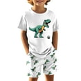 thumbnail image 6 of Bjutir Kids Boys Outfit Set Dinosaur Print Short Sleeve Crew Neck Shirt With Shorts Set Summer Lightweight Toddler Boys Outfit Size 7-8 Years White, 6 of 9