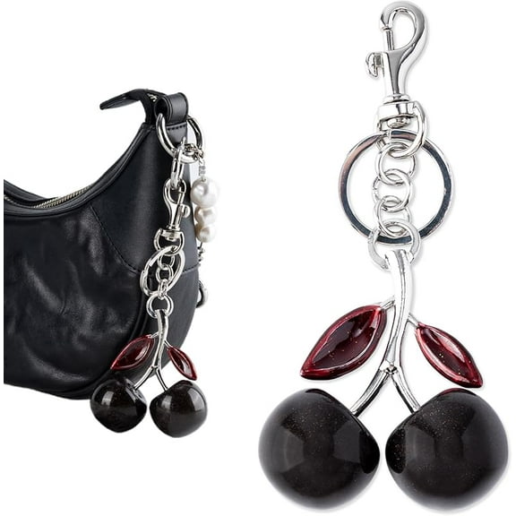 Cherry Bag Charm with Key Ring, Cherry Keychain Purse Charm for Handbags Cute Key Chains Accessories for Women