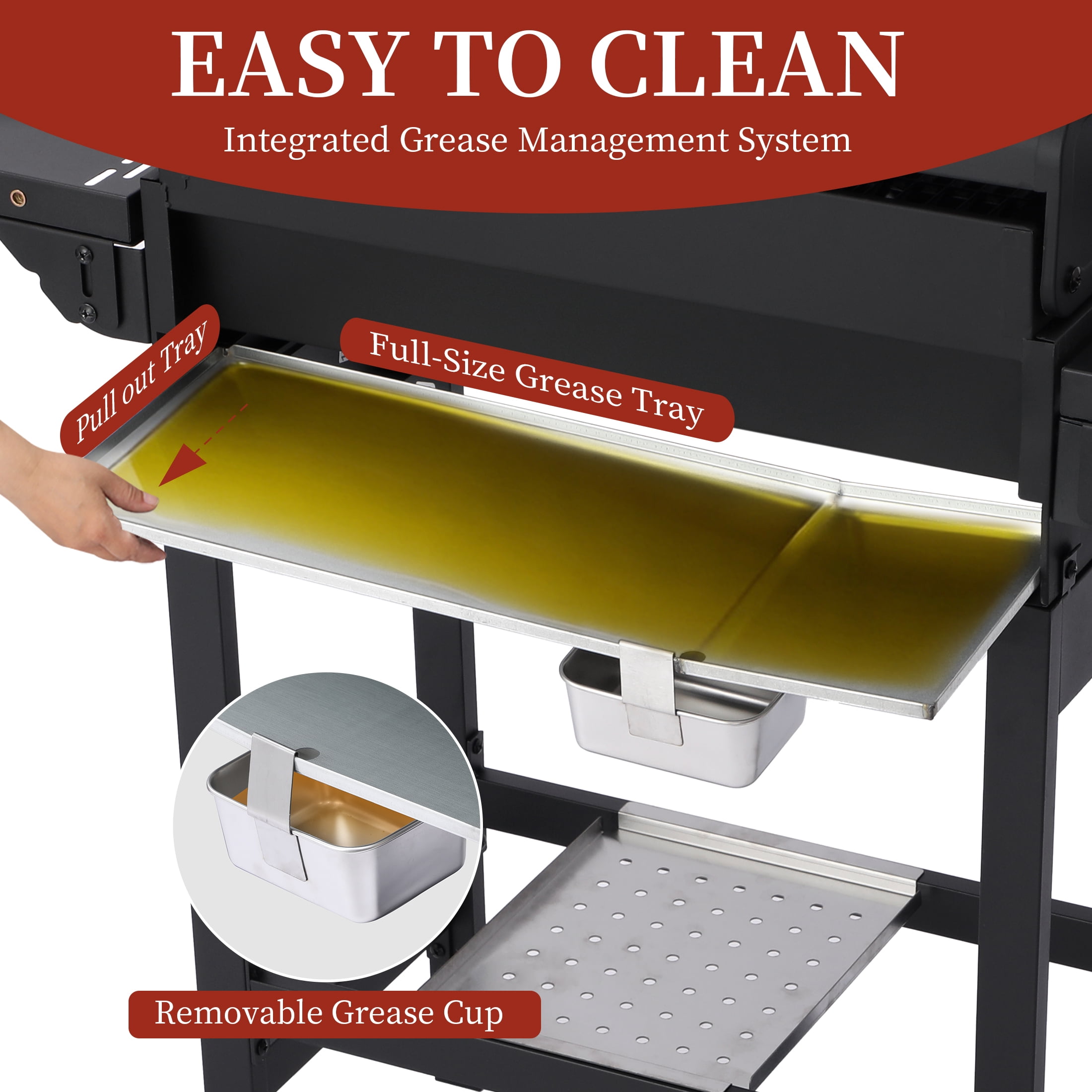 CIG GARDEN 4-Burner Propane Gas Grill with Folding Side Tables, Cast Iron Grates, and Stainless Steel Grill Pan