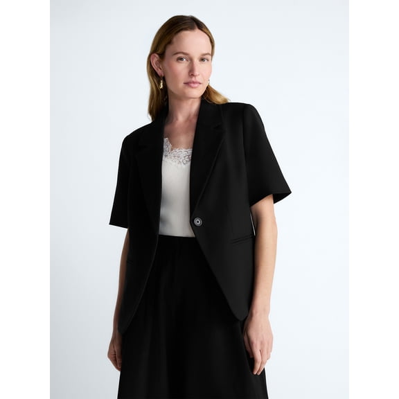 Scoop Women's and Women's Plus Short Sleeve Boxy Blazer, Sizes XS-4X
