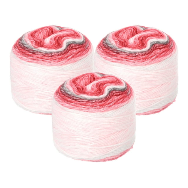 Unique Bargains Fil Dégradé pour Gâteau en Mélange de Coton Acrylique Laine Rouge Foncé, 300 g, Lot de 3