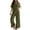 Army Green, variant on Women's 2 Piece Summer Outfit - Short Sleeve V Neck Crop Top + Wide Leg Pants, Polyester/Spandex, Printed