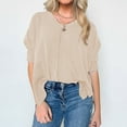 thumbnail image 4 of Women's Color Button Shirt, Short Sleeve Tunic Blouse with Pocket, Casual Work Shirt with Collared Neck, Relaxed Fit Button-Down Top for Fall, Comfortable and Stylish Short Sleeve Blouse, 4 of 6