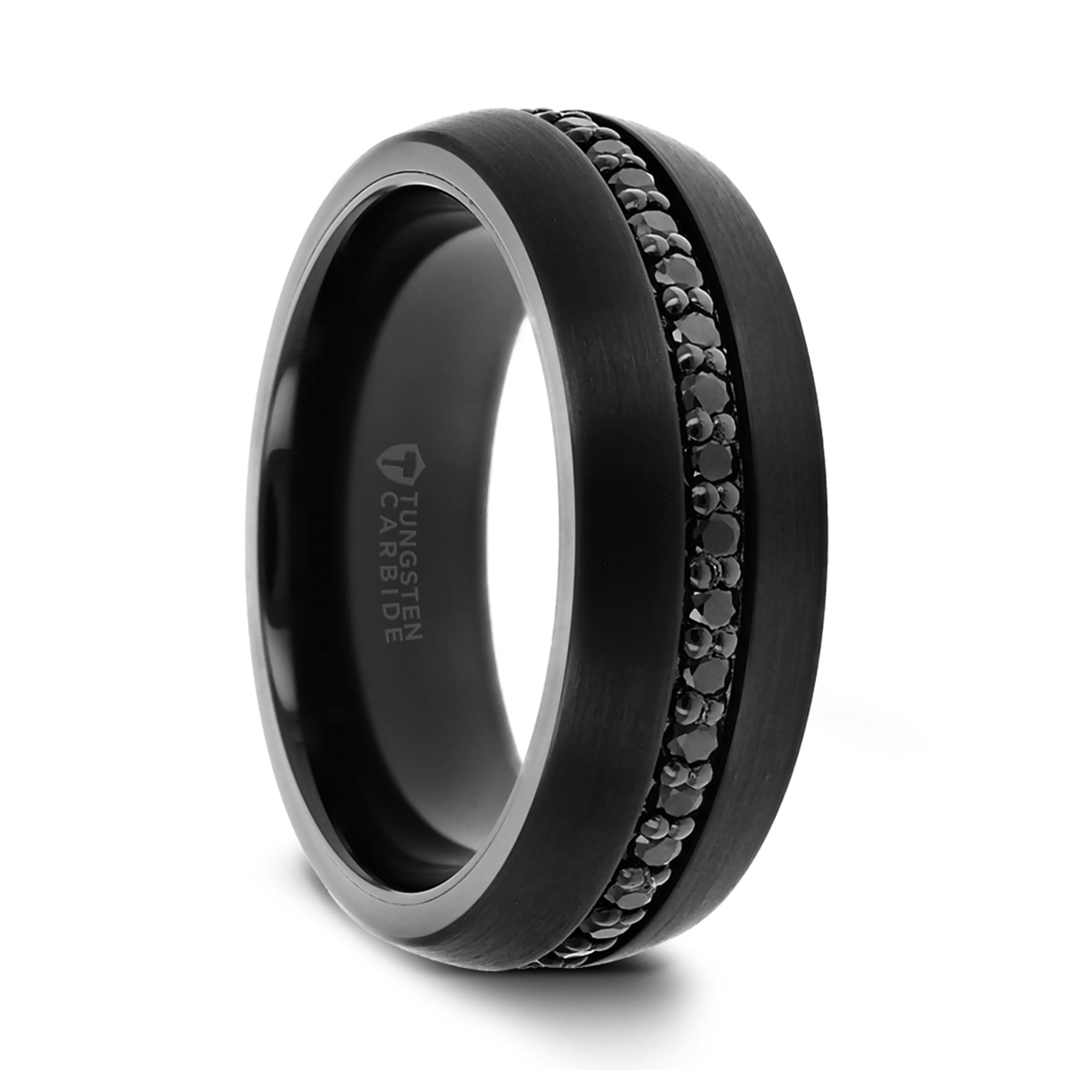 12 mm BALTIMORE Flat Style Black Tungsten Carbide Ring with Brushed Finish FREE Engraving