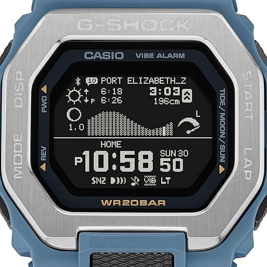 Casio G-Shock GBX-100-2ADR Men’s Digital Tide Graph Watch – Blue Resin Band, Bluetooth, 200M Water Resistant