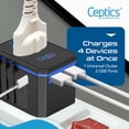 thumbnail image 3 of Ceptics Universal Travel Plug Adapter - Powerful 33W with PD & QC 3.0 USB-C Fast Charging - 2 USB Ports Wall Charger Type I C G A Outlets 110V 220V A/C - EU Euro US UK, Model: UP-10KU-W, 3 of 9