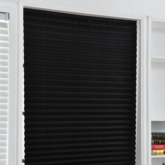 Vensio-Cordless Light Filtering Pleated Window Shades, Cut-to-Size Cellular Blinds-black-60*150cm