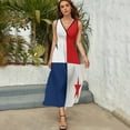 thumbnail image 3 of Panama Flag Womens Night Club Maxi Dress V Neck Sleeveless Bohemia Long Dresses, 3 of 9