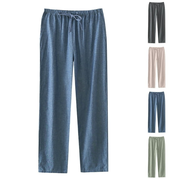 Xcmzpl Men's Lightweight Pajama Pants Soft Lounge Sleep Joggers Elastic Waist Drawstring Pjs Pants Pockets All-Season Sleepwear