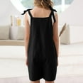 thumbnail image 4 of ZKIRBJV Kids Jumpsuit Size 10-12 Beach Spaghetti Strap Short Jumpsuit Casual Cute Linen Summer Outfits Sleeveless Travel Solid Colour Pants with pockets Black 7-8 Year, 4 of 4