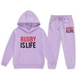 thumbnail image 6 of Gelikeya Boys Girls Hoodie 2 Piece Outfits Kids Rugby Graphic Print Comfortable Hoody Sweatshirts Pants Sets Fashion Sweaters 2-13Y (Purple, 3-4 Years), 6 of 6