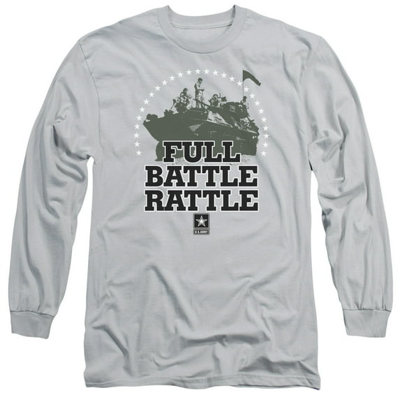 Army Full Battle Rattle Long Sleeve T-Shirt Adult 18/1 Silver