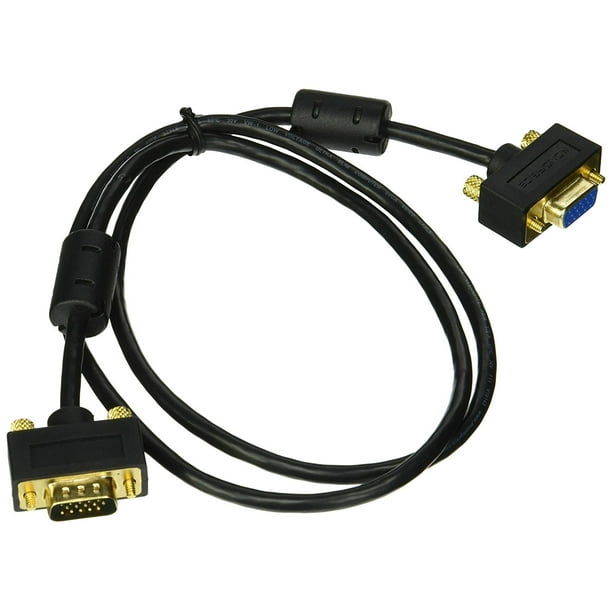 3ft Ultra Slim SVGA Super VGA 30/32AWG M/F Monitor Cable w/ ferrites