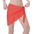 thumbnail image 2 of Wukai Red Glitter Women’s Short Sarongs Beach Wrap Bikini Bottom Short Skirt Chiffon Scarf for Swimwear, 2 of 4