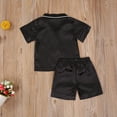 thumbnail image 4 of Cjfdfy Toddler Baby Girl Boy Silk Stain Pajamas Set Kids Girls Boys PJS Set Sleepwear Summer Fall Clothes Solid Short Sleeve Button Down Shirt with Shorts Set Loungewear Homewear 1-7Y, 4 of 8