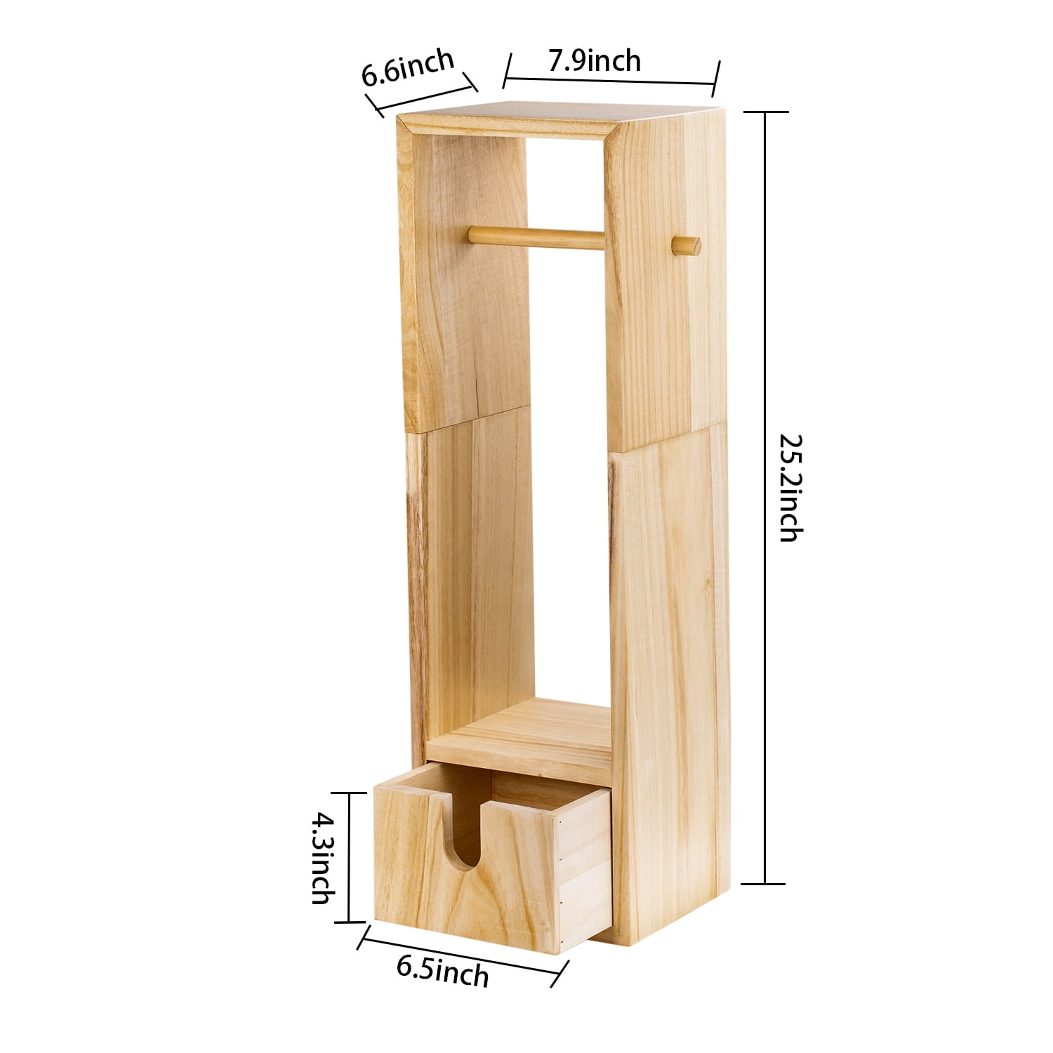 Oumilen Wood Home Bathroom Paper Rack Bathroom Storage Rack, Brown
