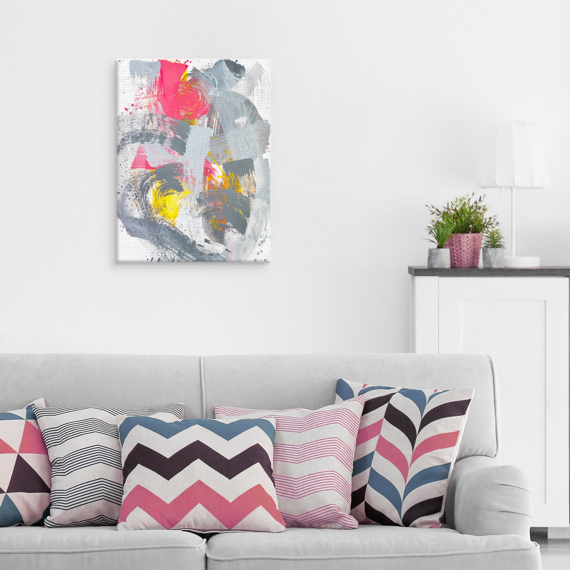 Masterpiece Art Gallery Free Form 070 Gray & Pink by Paul Ngo Canvas Art Print
