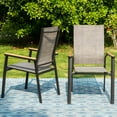 thumbnail image 6 of SUMMIT LIVING 9-Piece Outdoor Patio Dining Set, Square Patio Table with Umbrella Hole and Textilene Stackable Aluminum Armchairs for 8, Gray, 6 of 17
