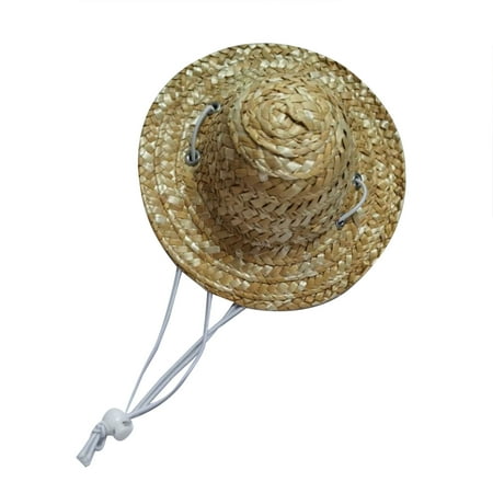 Small Dog Hat Pet Sun Hat Puppy Summer Straw Cap Bamboo-copter Cats Bucket Hat