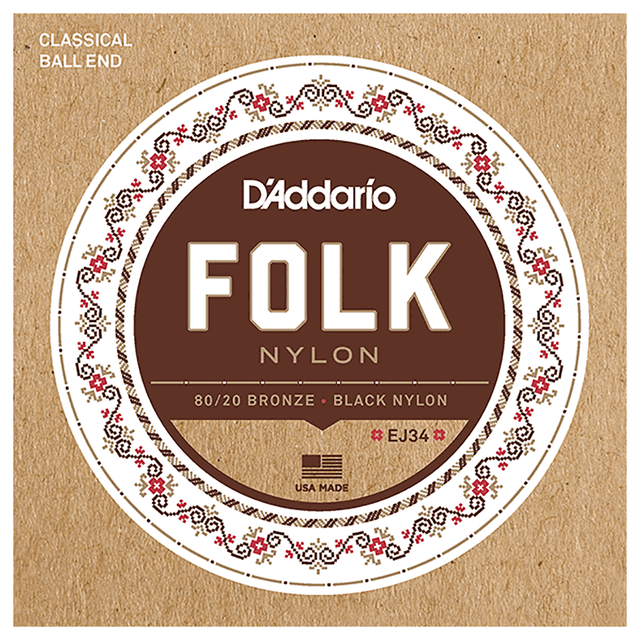 Cuerdas Daddario Folk Ej34 Para Guitarra De Nylon Con Borla D'Addario EJ-34