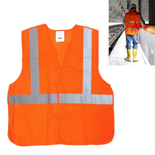 Reflective Safety Vest High Visibility Orange Mesh Jacket Security Work